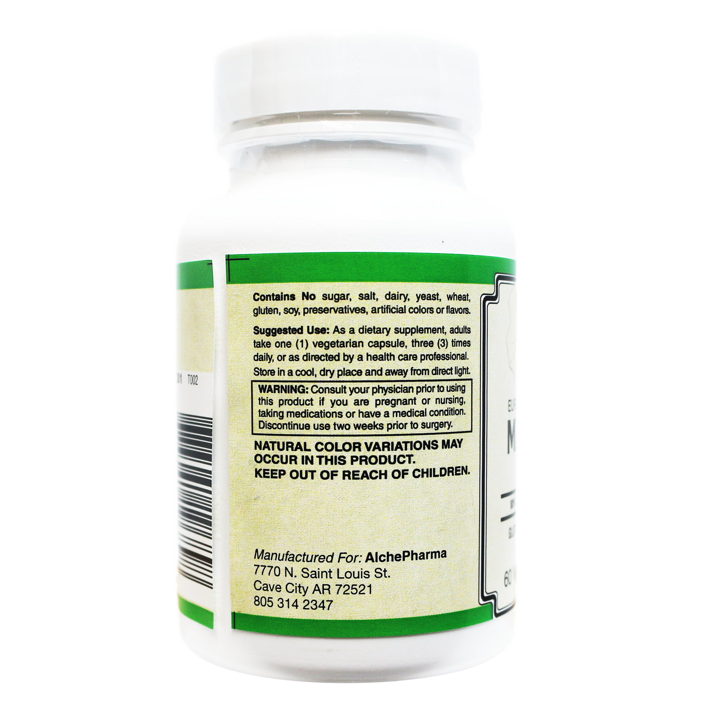 Milk Thistle Extract Plus ( European standardized, EUROMED S.A. ) , Standardized to 80% Silymarin providing 140mg per capsule-Herb-AlchePharma