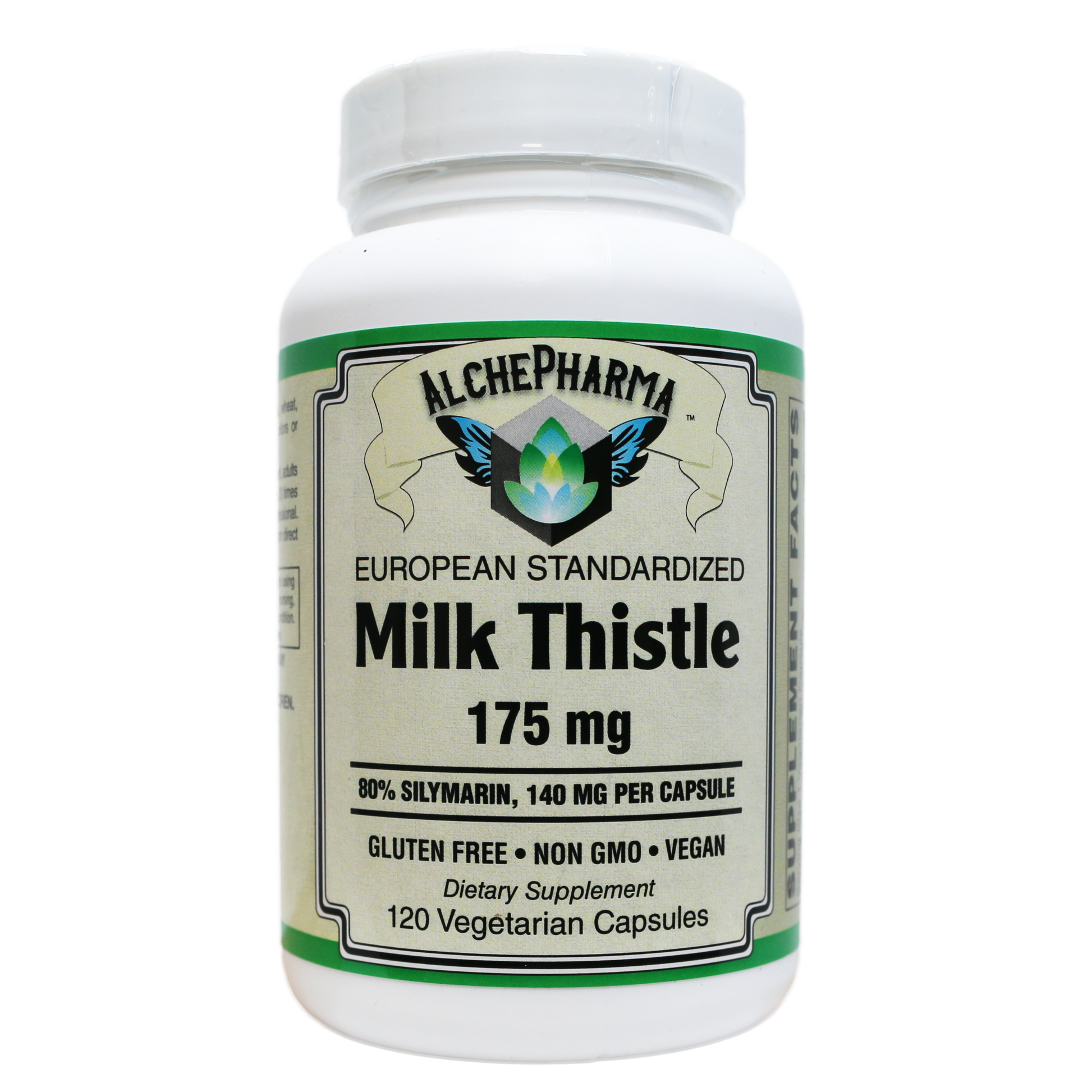 Milk Thistle Extract Plus ( European standardized, EUROMED S.A. ) , Standardized to 80% Silymarin providing 140mg per capsule-Herb-AlchePharma