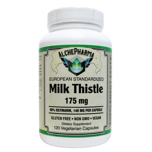 Milk Thistle Extract Plus ( European standardized, EUROMED S.A. ) , Standardized to 80% Silymarin providing 140mg per capsule-Herb-AlchePharma