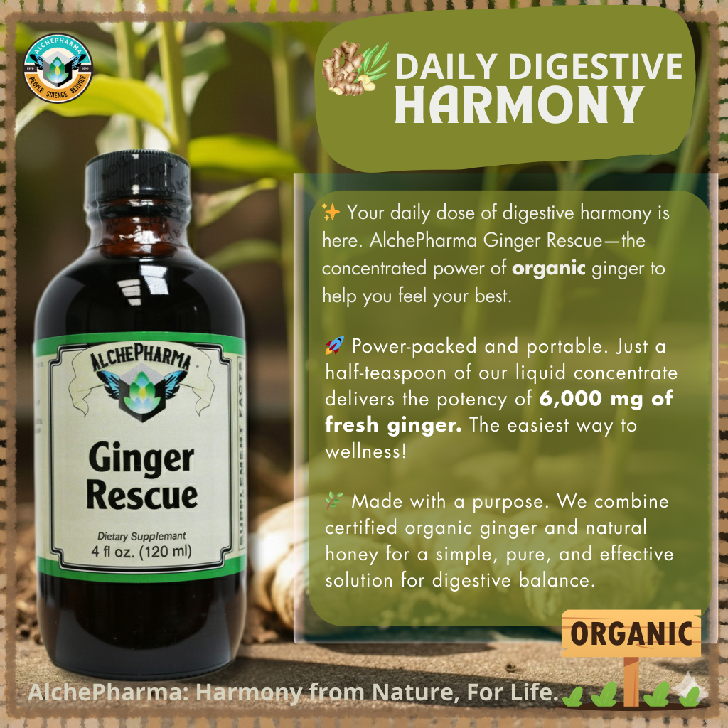 AlchePharma Ginger Rescue Liquid Concentrate: The Power of Organic Ginger-Vitamins & Supplements-AlchePharma