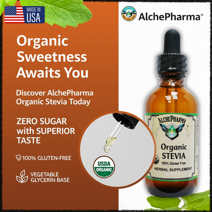 AlchePharma Organic Stevia Liquid Extract: Pure Plant Perfection-Sweeteners-AlchePharma