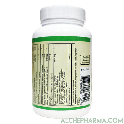 Algae Base Calcium ( Elemental, Vegan ) 1000 mg per 3 tablets Featuring Aquamin®, a premium trademarked source of Icelandic mineralized red algae-Minerals-AlchePharma