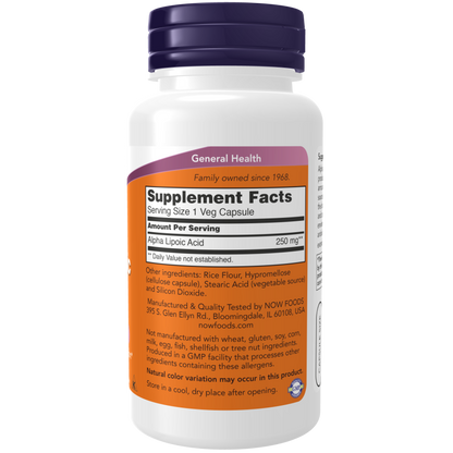 Alpha Lipoic Acid 250 mg Veg Capsules-Antioxidants-AlchePharma