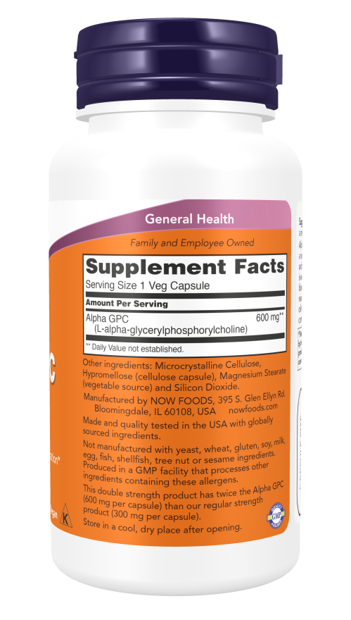 Alpha GPC, Double Strength 600 mg Veg Capsules