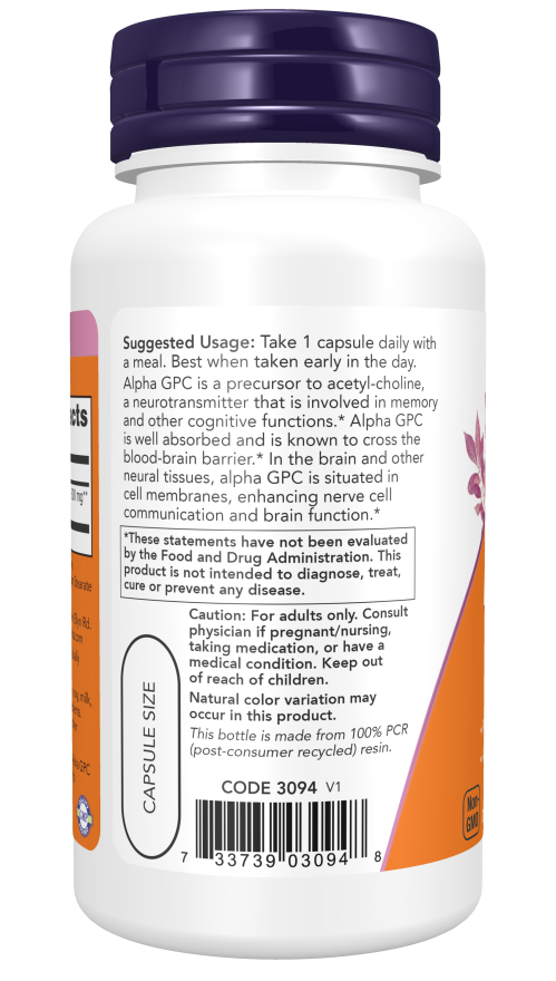 Alpha GPC, Double Strength 600 mg Veg Capsules