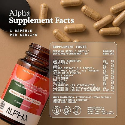 Alpha - Intense Nootropic Focus - 30 Capsules