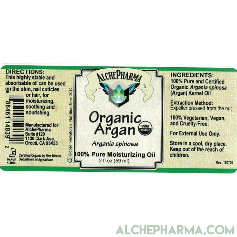 Argan Oil - USDA Certified Organic 100% pure ( Argania Spinosa ) 2 fl oz ( 59 ml )-Moisturizing-AlchePharma