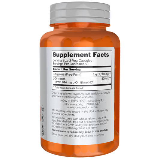 Arginine & Ornithine 500 mg / 250 mg Veg Capsules-Amino Acids-AlchePharma