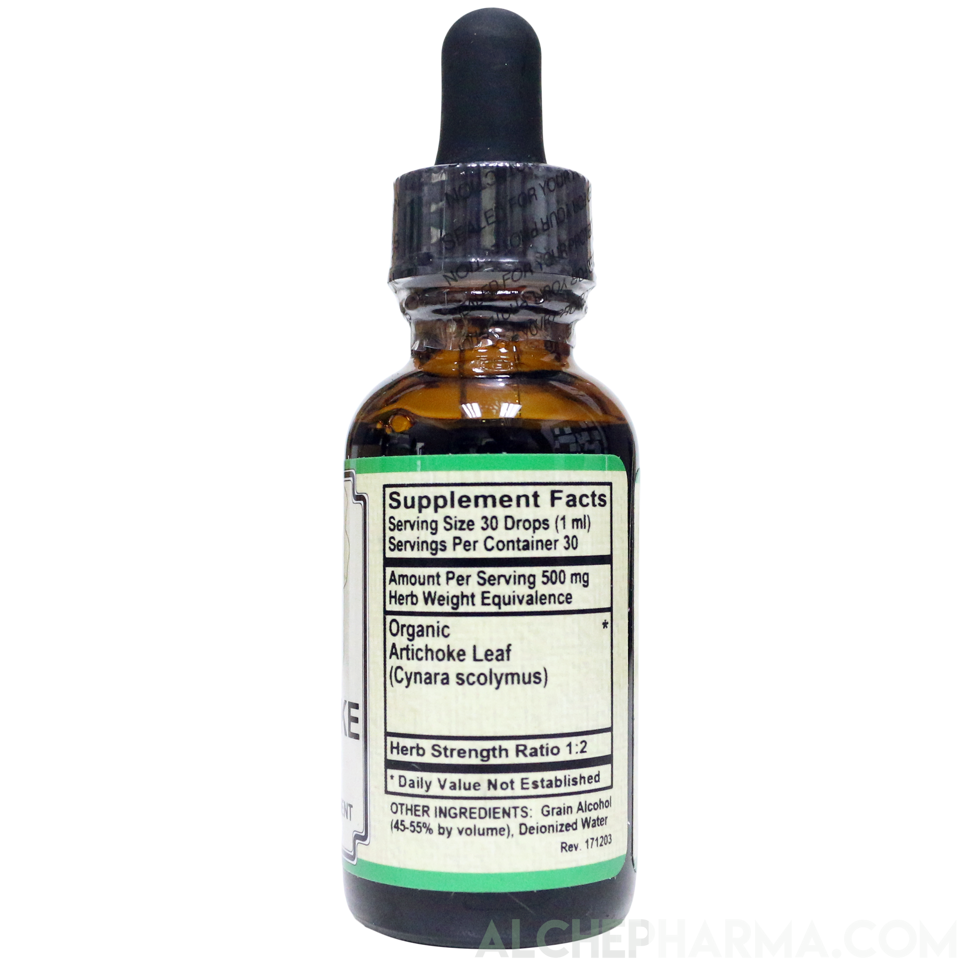 Artichoke Liquid Tincture ( Organic Artichoke Leaf ) 500 mg Equivalence per serving Parve K-1604-Herb Tincture-AlchePharma
