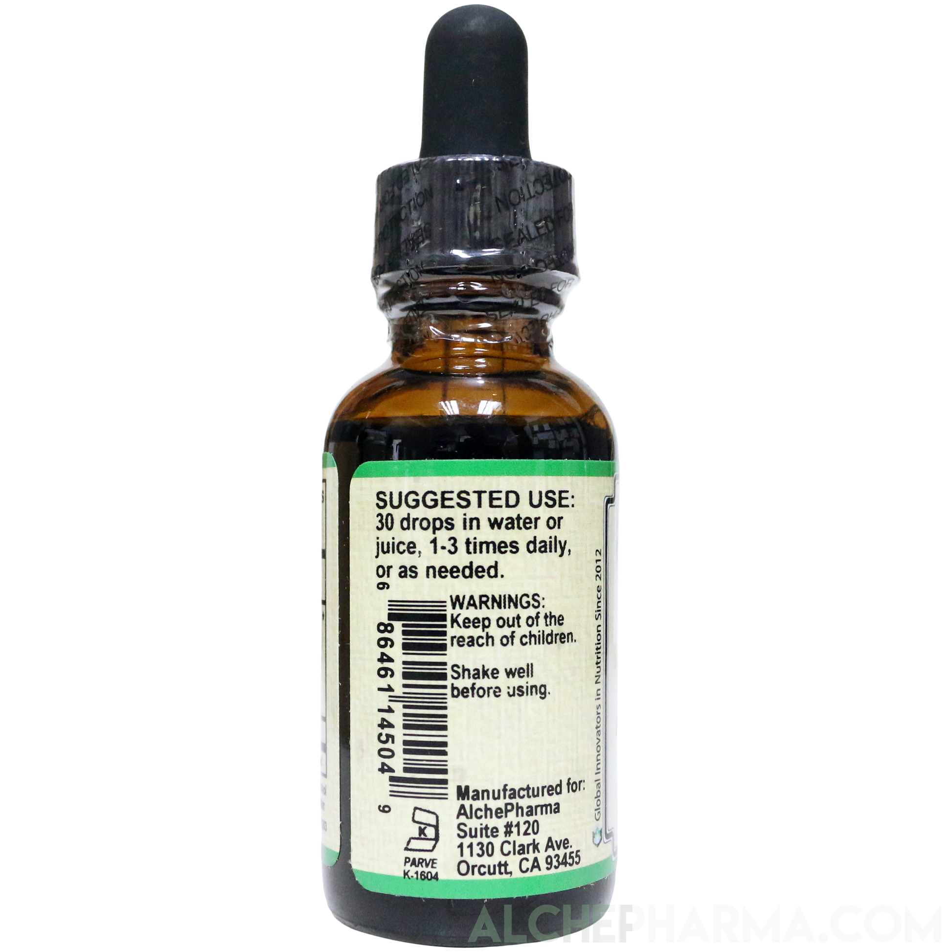 Artichoke Liquid Tincture ( Organic Artichoke Leaf ) 500 mg Equivalence per serving Parve K-1604-Herb Tincture-AlchePharma