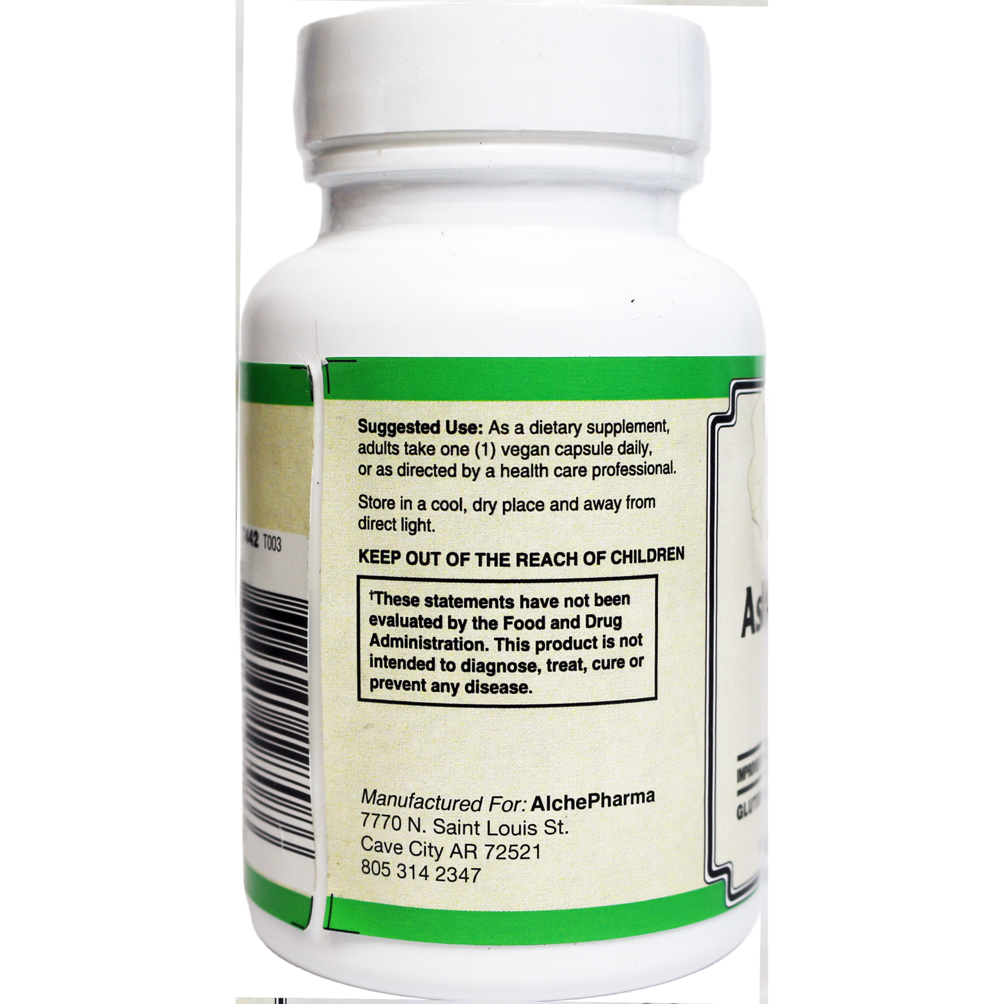 Ashwagandha Extract Capsules Standardized to 7% Withanolides, Vegan-Ayurvedic-AlchePharma