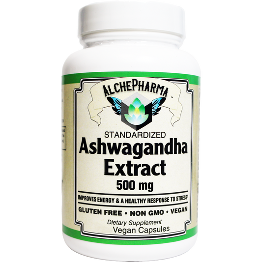 Ashwagandha Extract Capsules Standardized to 7% Withanolides, Vegan-Ayurvedic-AlchePharma