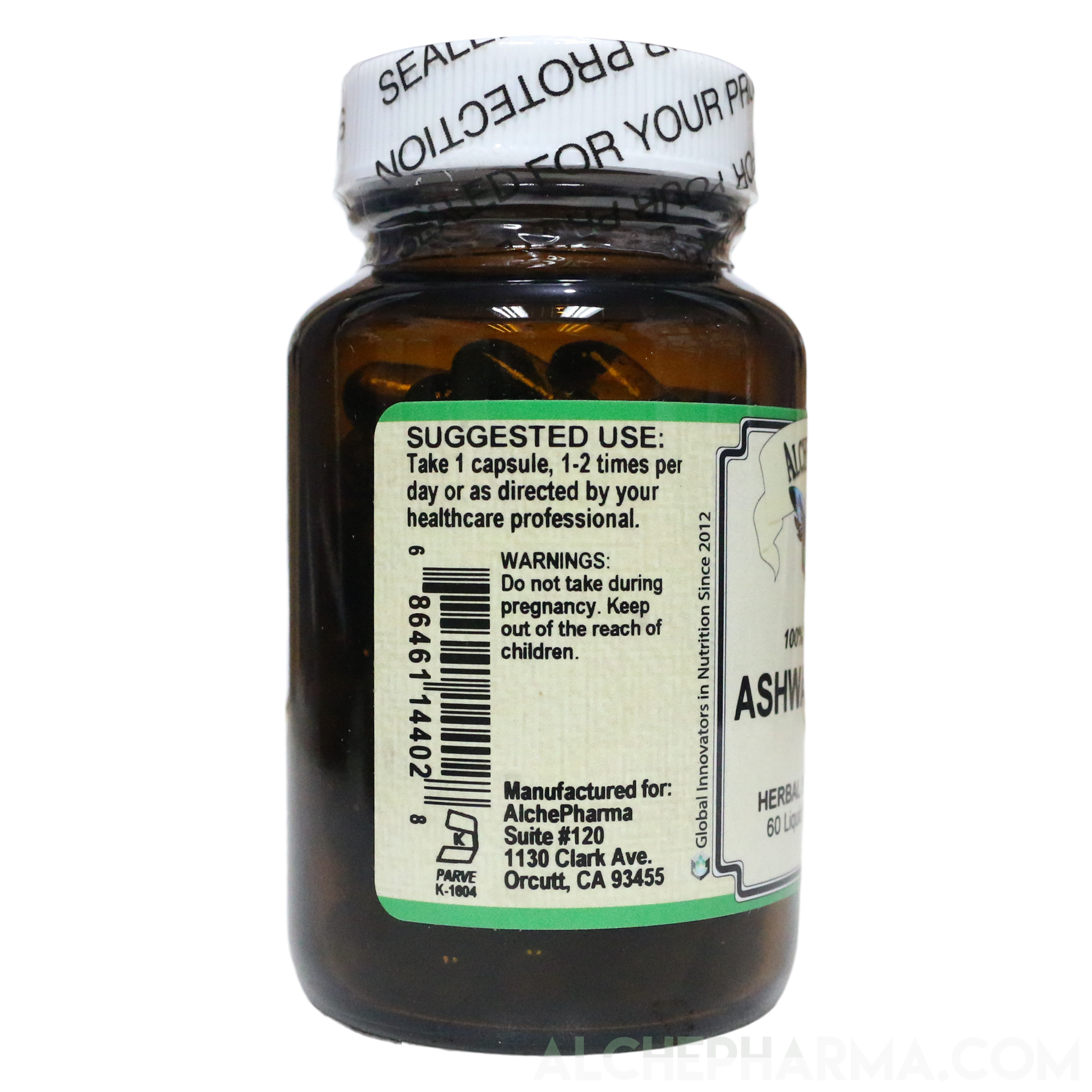 Ashwagandha ( Liquid Caps ) Premium Full Spectrum Organic Root and Extract combo Parve k-1604-Vitamins & Supplements-AlchePharma