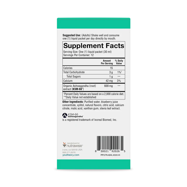 Ashwagandha Liquid 1 Fl. Oz. Pouches (Blueberry)-Stress-AlchePharma