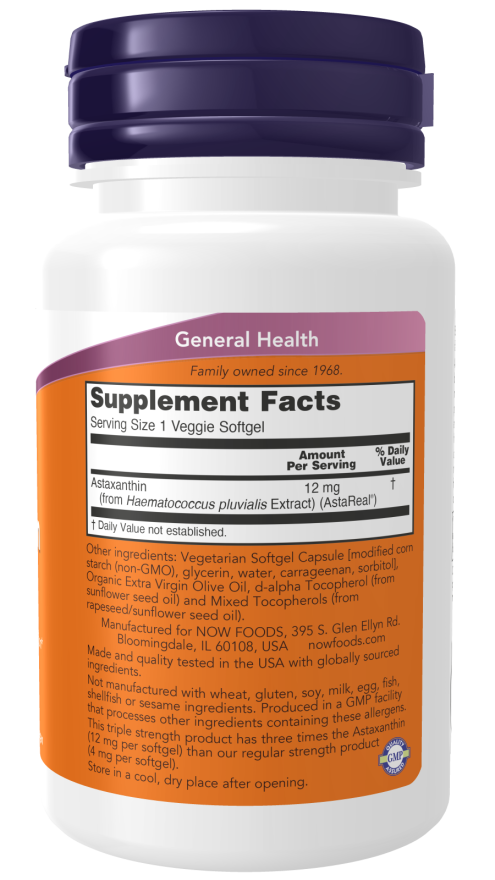 Astaxanthin 12 mg, Triple Strength Veggie Softgels