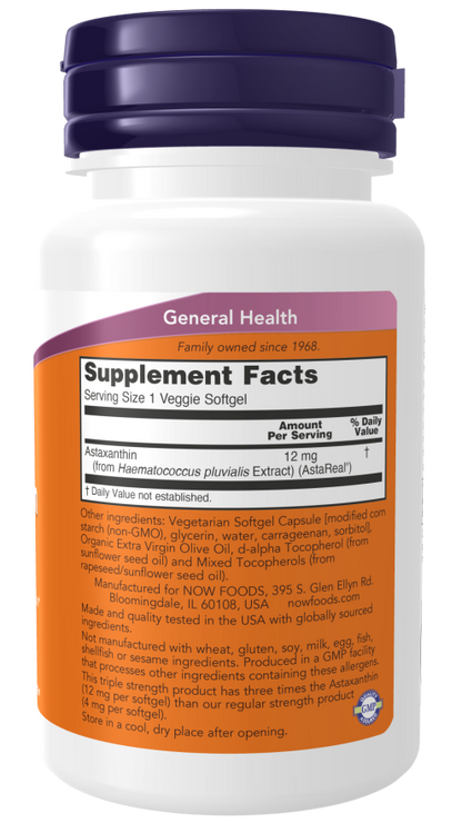 Astaxanthin 12 mg, Triple Strength Veggie Softgels