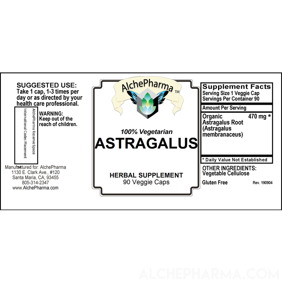 Astragalus- Organic Astragalus Membranaceus Root Vegetarian Capsules-herb-AlchePharma
