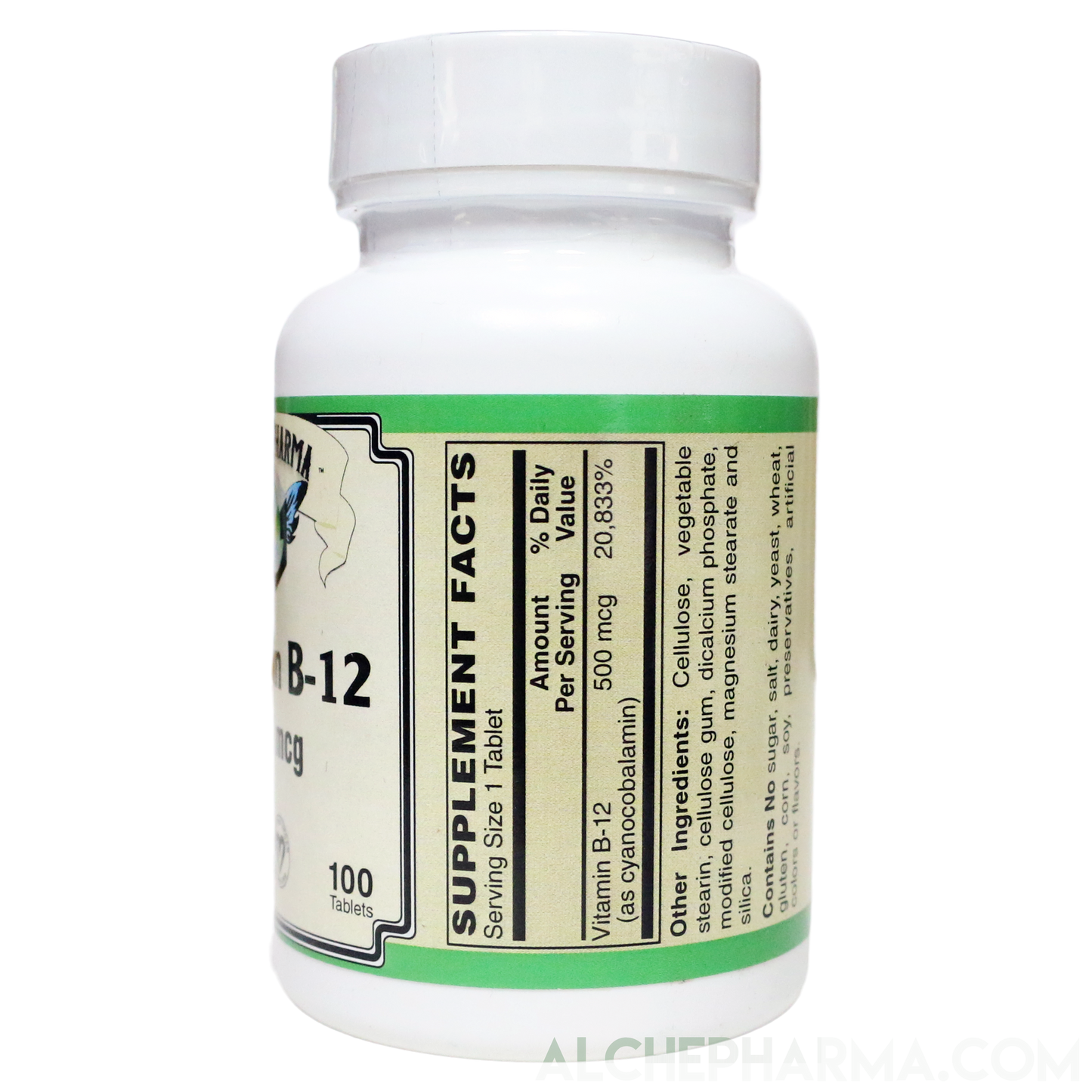 B-12 500 mcg. Certified Vegan - Cyanocobalamin-Vitamins & Supplements-AlchePharma