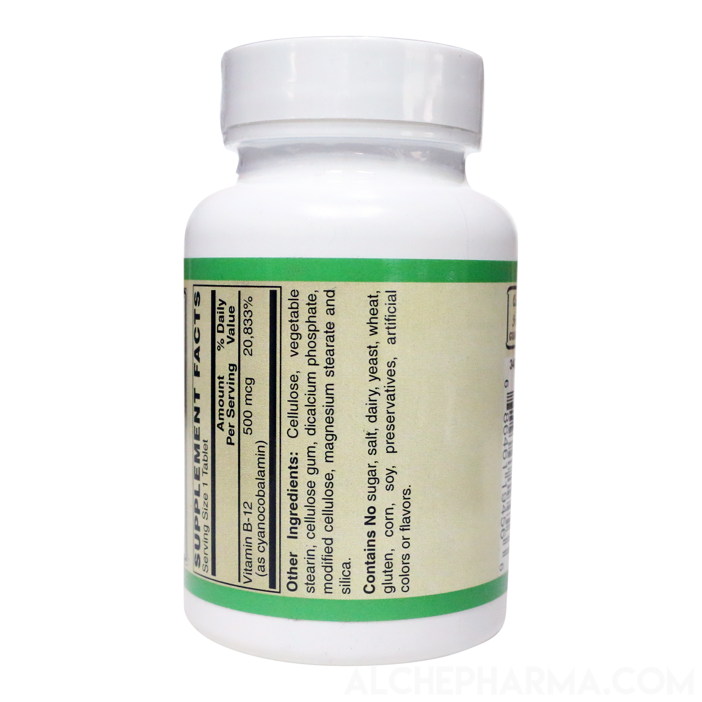 B-12 500 mcg. Certified Vegan - Cyanocobalamin-Vitamins & Supplements-AlchePharma