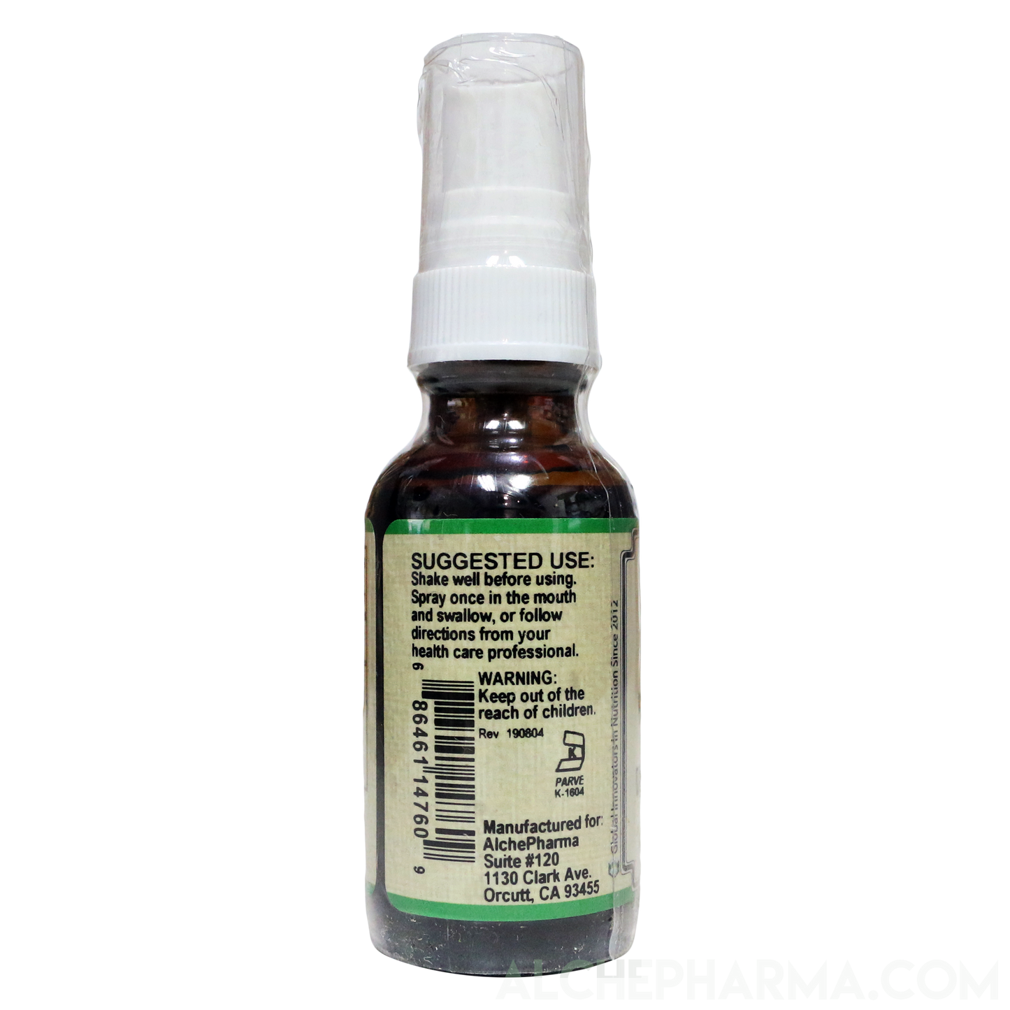 B-12 Spray 500 mcg- Cyanocobalamin 177 Servings per 1 fL oz. (30 ml) Parve K-1607-Vitamins & Supplements-AlchePharma