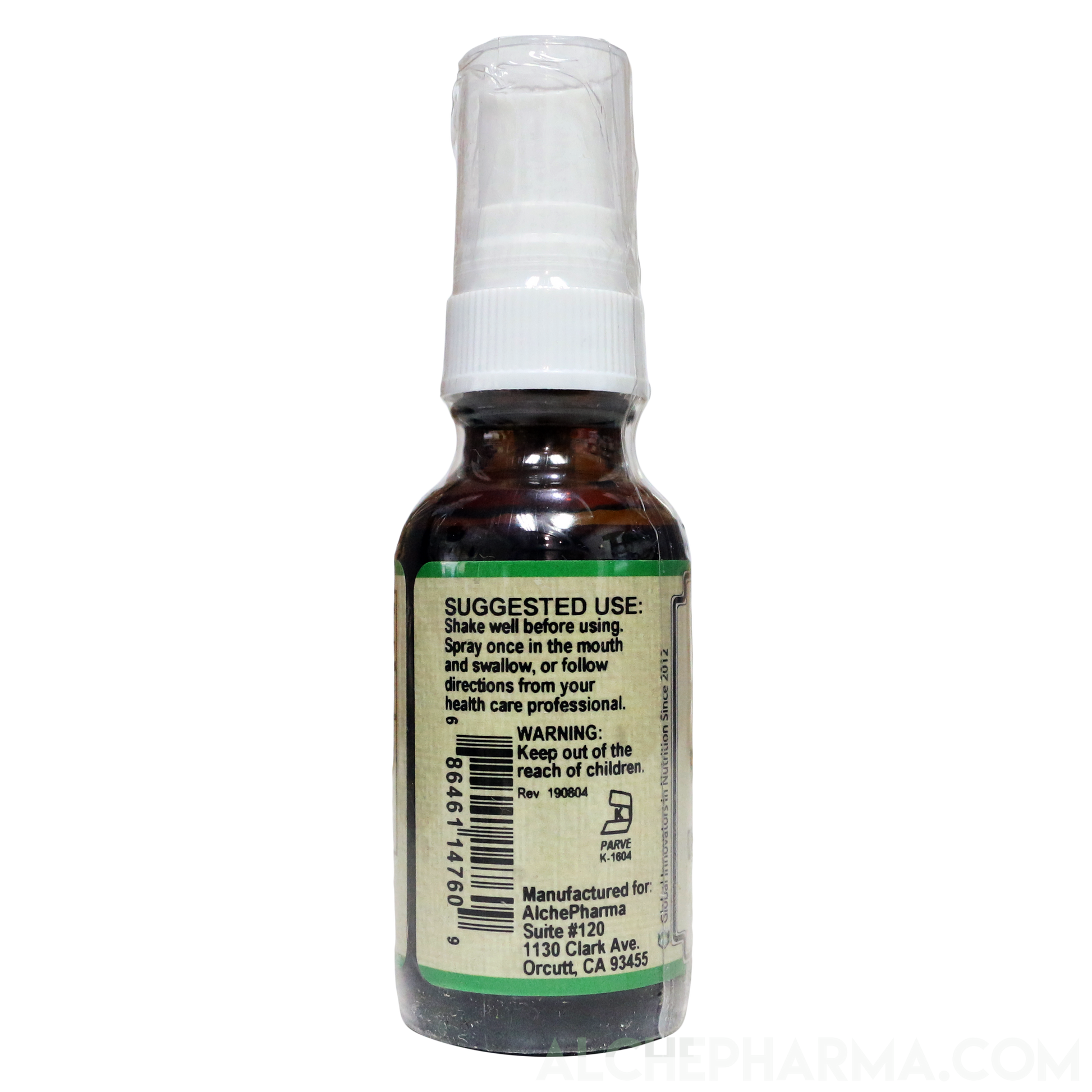 B-12 Spray 500 mcg- Cyanocobalamin 177 Servings per 1 fL oz. (30 ml) Parve K-1607-Vitamins & Supplements-AlchePharma