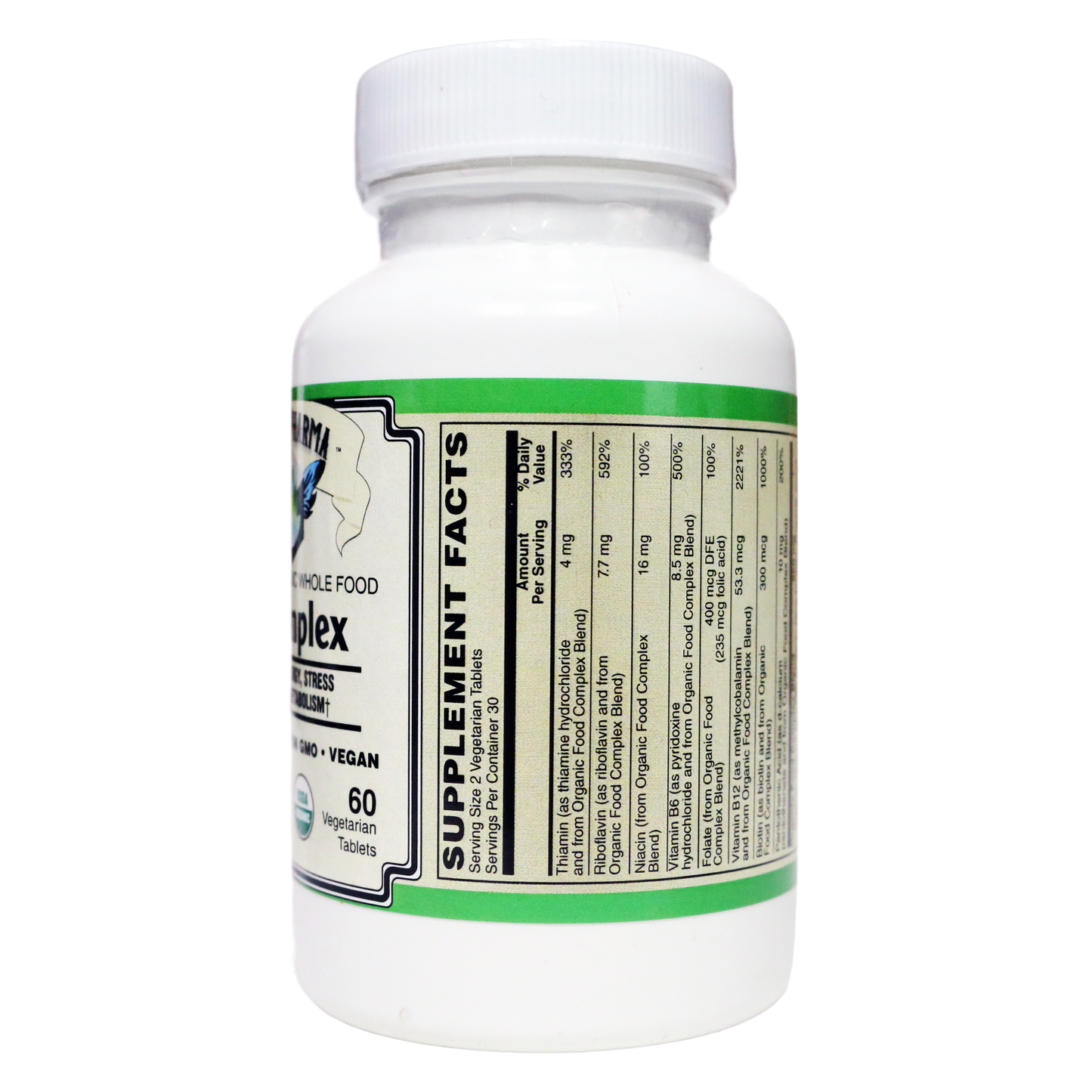 B-Complex Certified Organic Whole Food Vegan-Vitamins & Supplements-AlchePharma