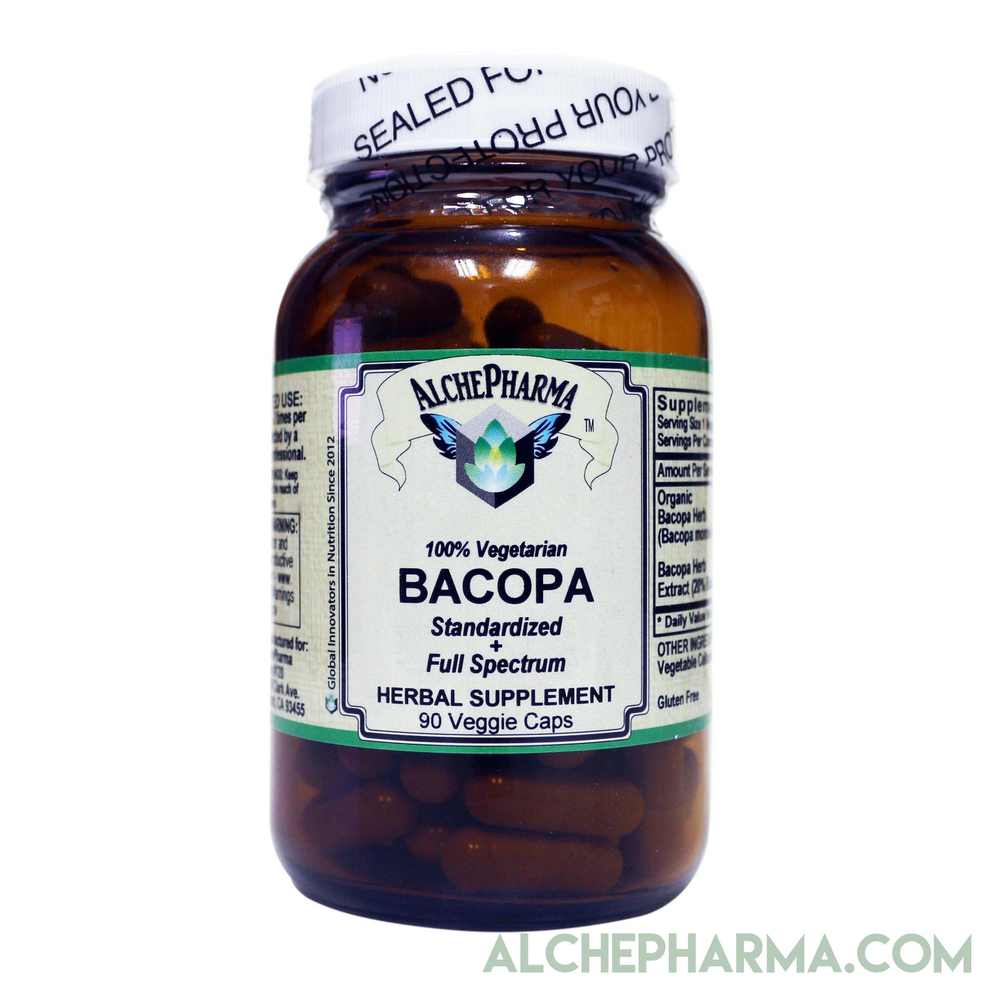 Bacopa contains Organic Full Spectrum w/ 20% Bacosides (90 Vcaps)-Ayurvedic-AlchePharma