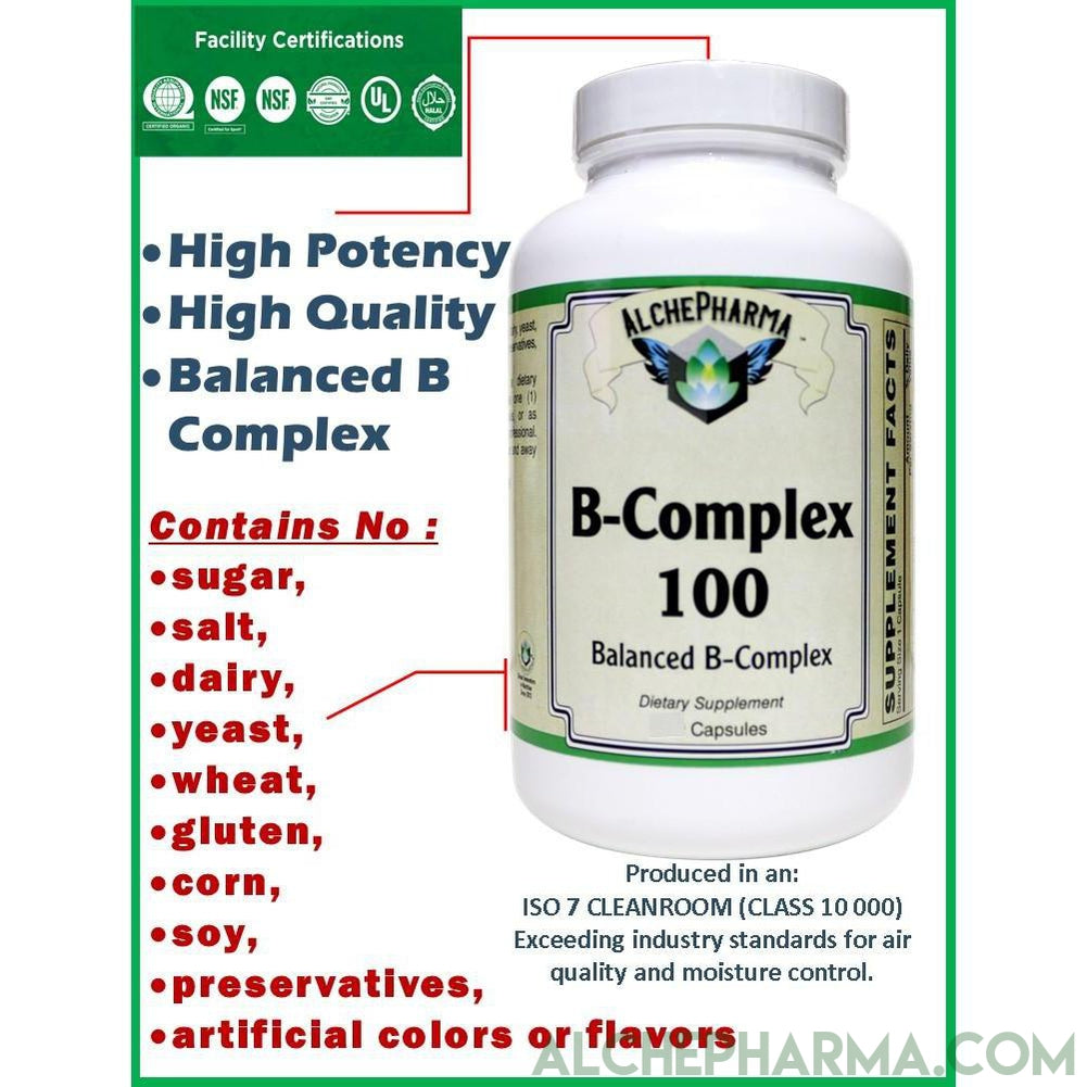 Balanced B-100 Complex Caps with Choline, PABA and Inositol ( Preservative free )-AlchePharma