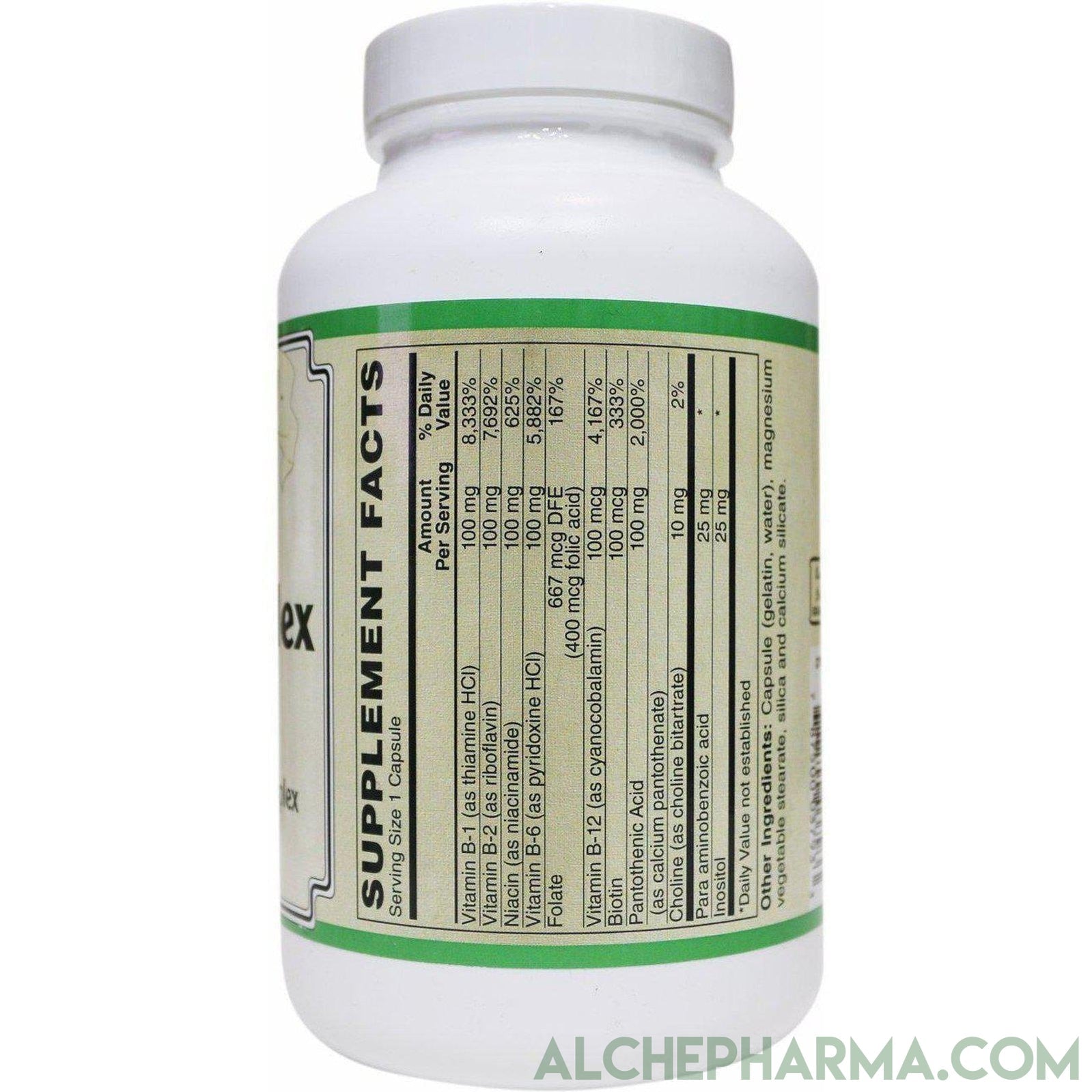 AP Balanced B-100 Complex, 50, 100, 250 Caps with Choline, PABA and Inositol ( Preservative free ) - AlchePharma