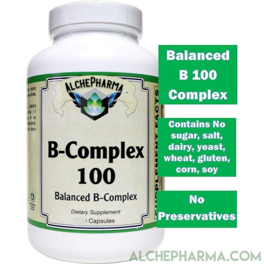 AP Balanced B-100 Complex, 50, 100, 250 Caps with Choline, PABA and Inositol ( Preservative free ) - AlchePharma