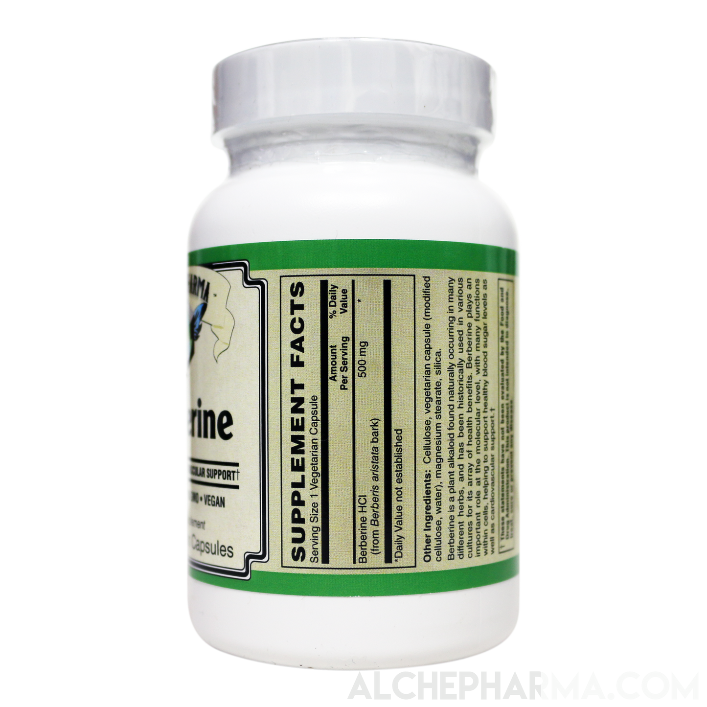 Berberine HCL 500 mg ( NON GMO • VEGAN • GLUTEN FREE ) from Berberis aristata bark-Herb-AlchePharma