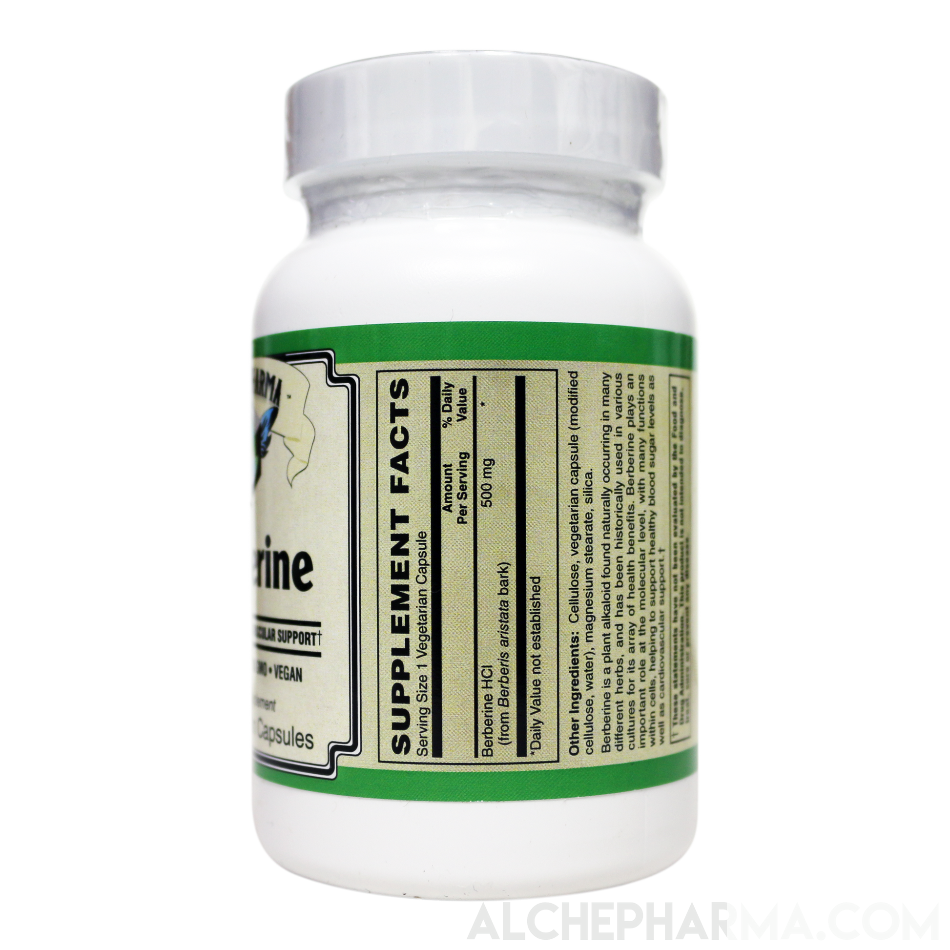 Berberine HCL 500 mg ( NON GMO • VEGAN • GLUTEN FREE ) from Berberis aristata bark-Herb-AlchePharma