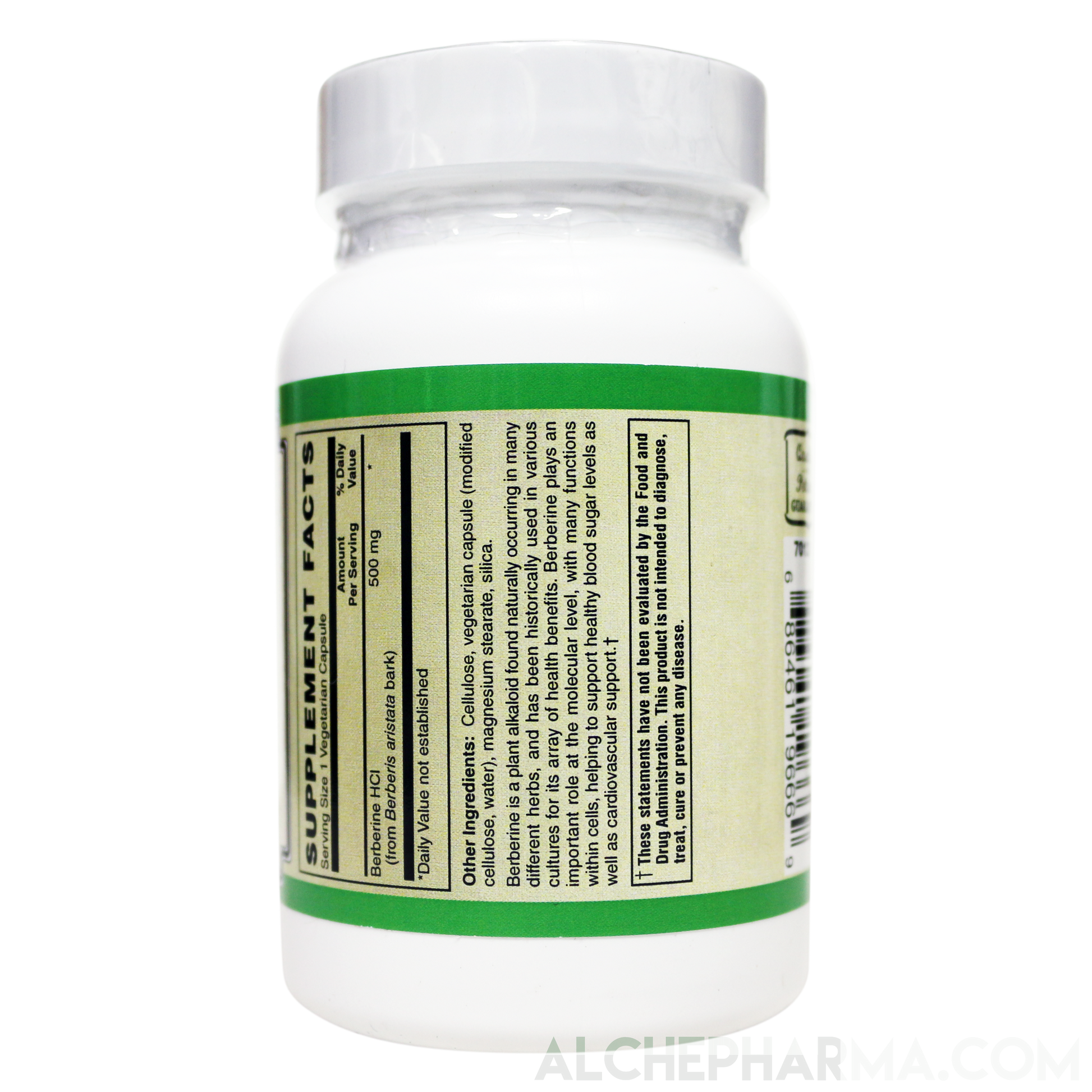 Berberine HCL 500 mg ( NON GMO • VEGAN • GLUTEN FREE ) from Berberis aristata bark-Herb-AlchePharma