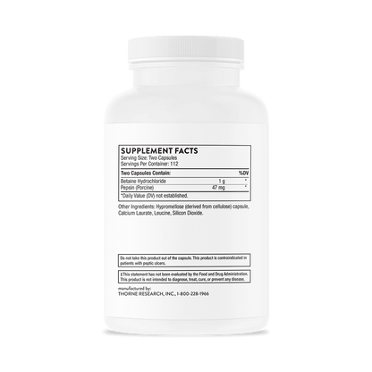 Betaine HCL & Pepsin 225 Capsules-Digestive Support-AlchePharma