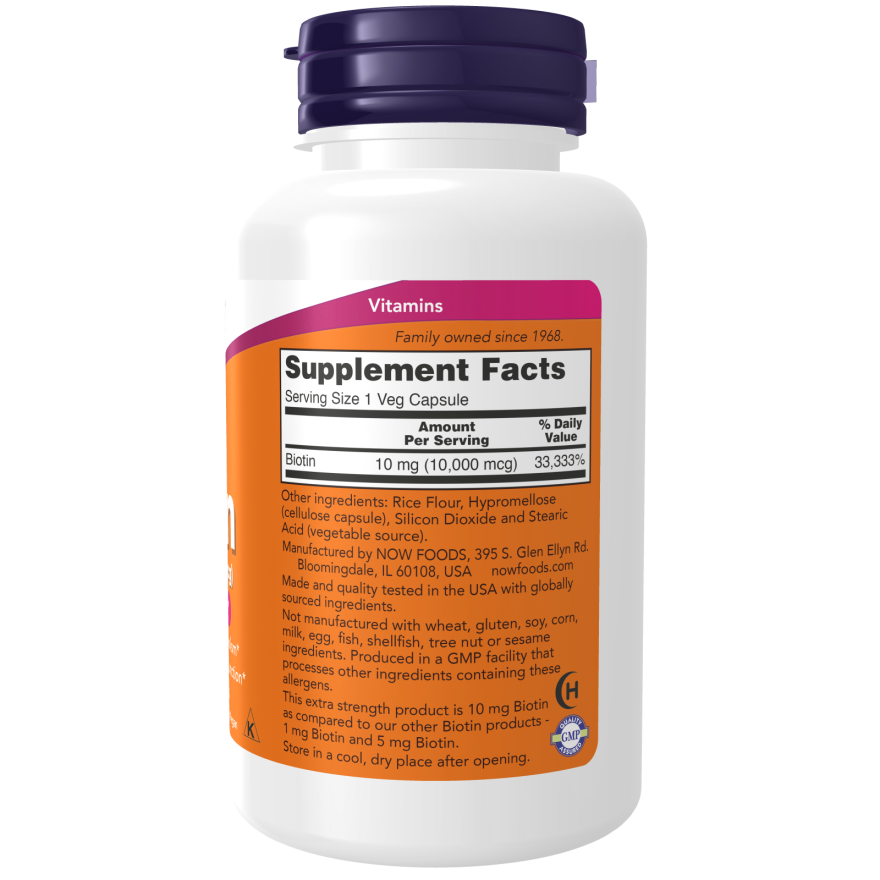 Biotin 10 mg (10,000 mcg), Extra Strength Veg Capsules-Vitamins-AlchePharma