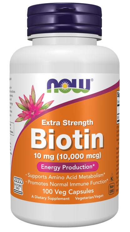Biotin 10 mg (10,000 mcg), Extra Strength Veg Capsules