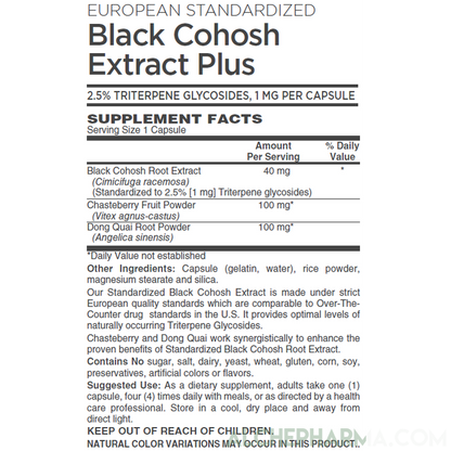 Black Cohosh Extract Plus, European Standardized 2.5% Triterpene glycosides-Herbs-AlchePharma