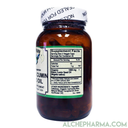 Black Cumin Seed Oil Liquid Filled Veggie Caps ( Filled w/ Organic Nigella Sativa Oil )-Herb-AlchePharma