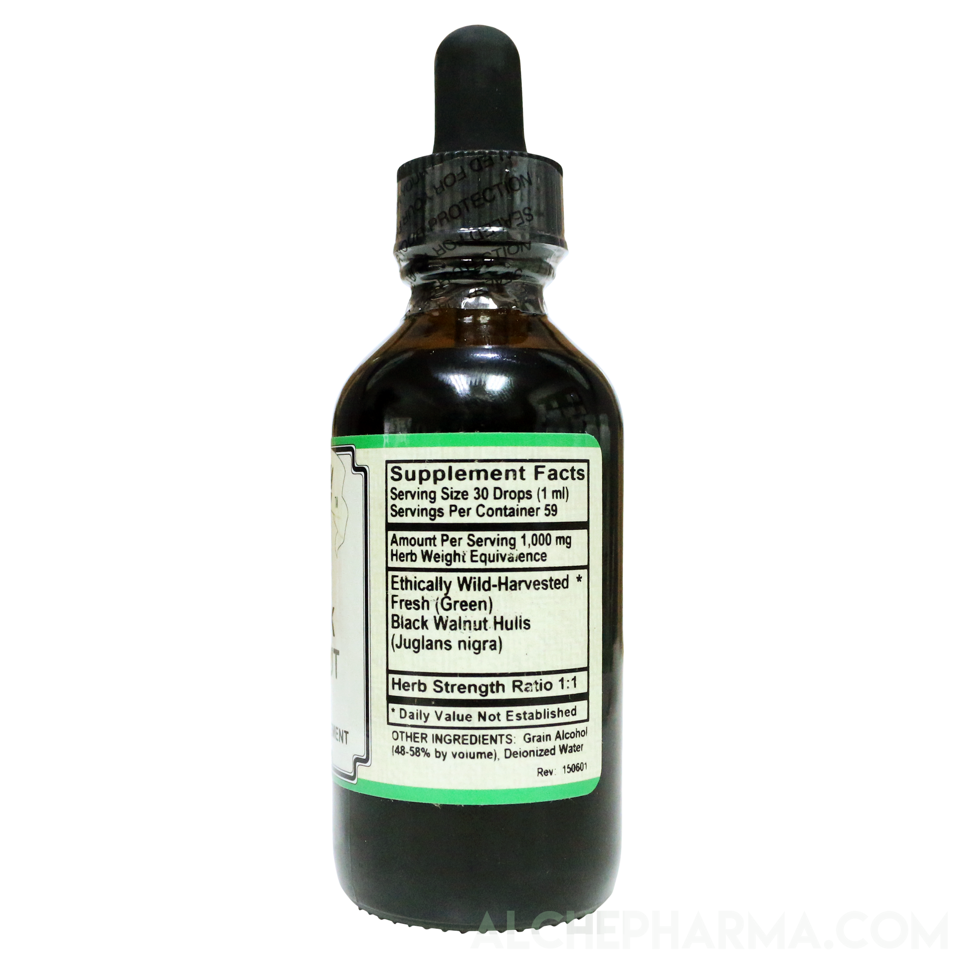 Black Walnut Tincture ( Juglans nigra ) Wild Harvested HSR 1:1 Parve K-1604-Herbal-AlchePharma