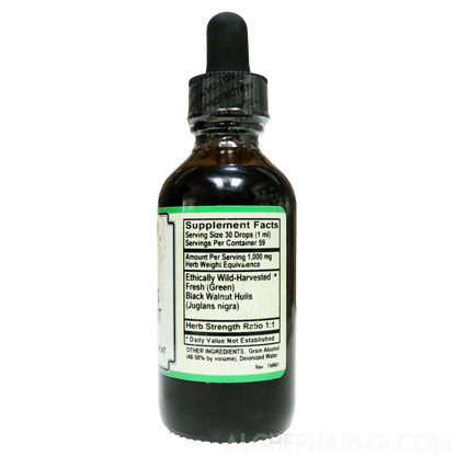 Black Walnut Tincture ( Juglans nigra ) Wild Harvested HSR 1:1 Parve K-1604-Herbal-AlchePharma