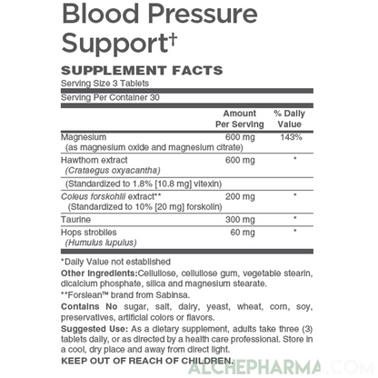 Blood Pressure Support ( Coleus forskohlii, Hawthorn, Taurine combo )-Vitamins & Supplements-AlchePharma