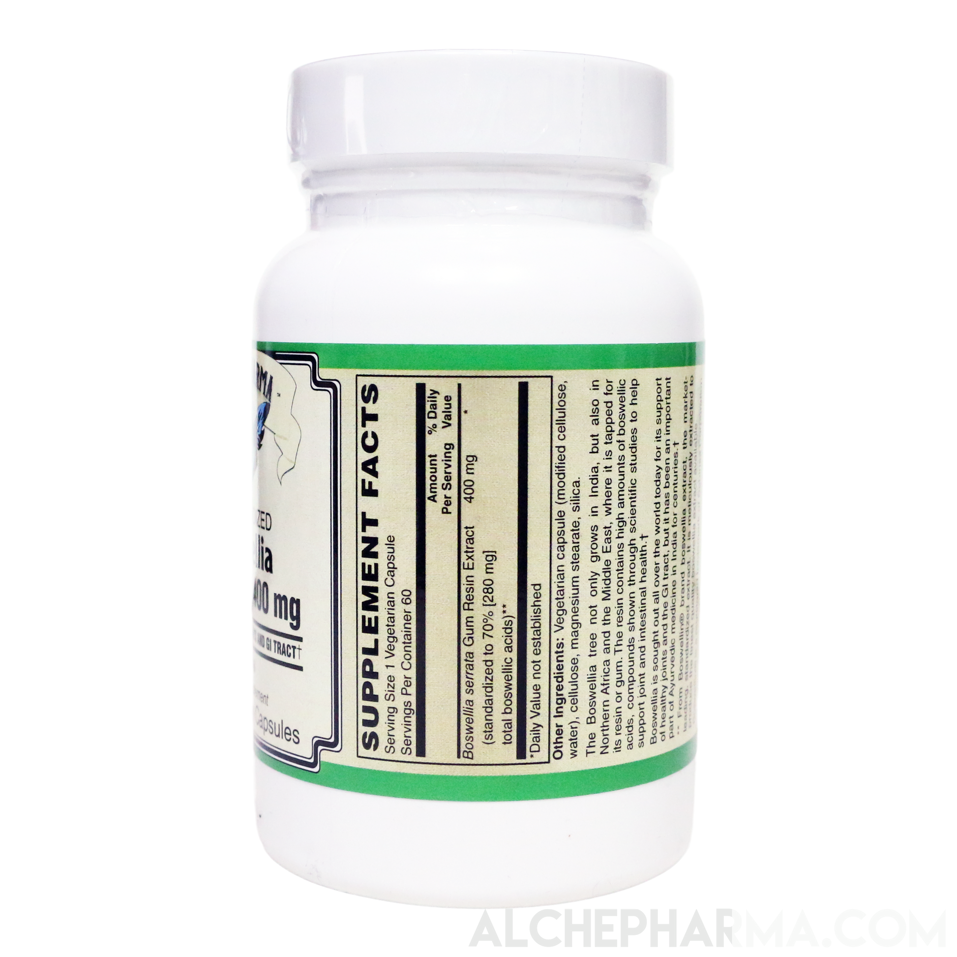 Boswellia Extract 400 mg - Standardized to 70% Boswellic acids ( Vegan )-Herbs-AlchePharma