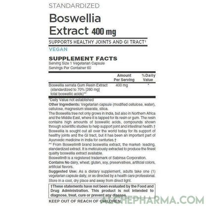 Boswellia Extract 400 mg - Standardized to 70% Boswellic acids ( Vegan )-Herbs-AlchePharma