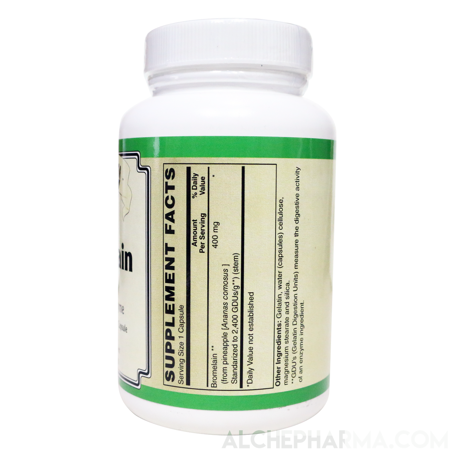 Bromelain 400 mg 2400 GDU per gram, providing 960 GDU per capsule-enzyme-AlchePharma