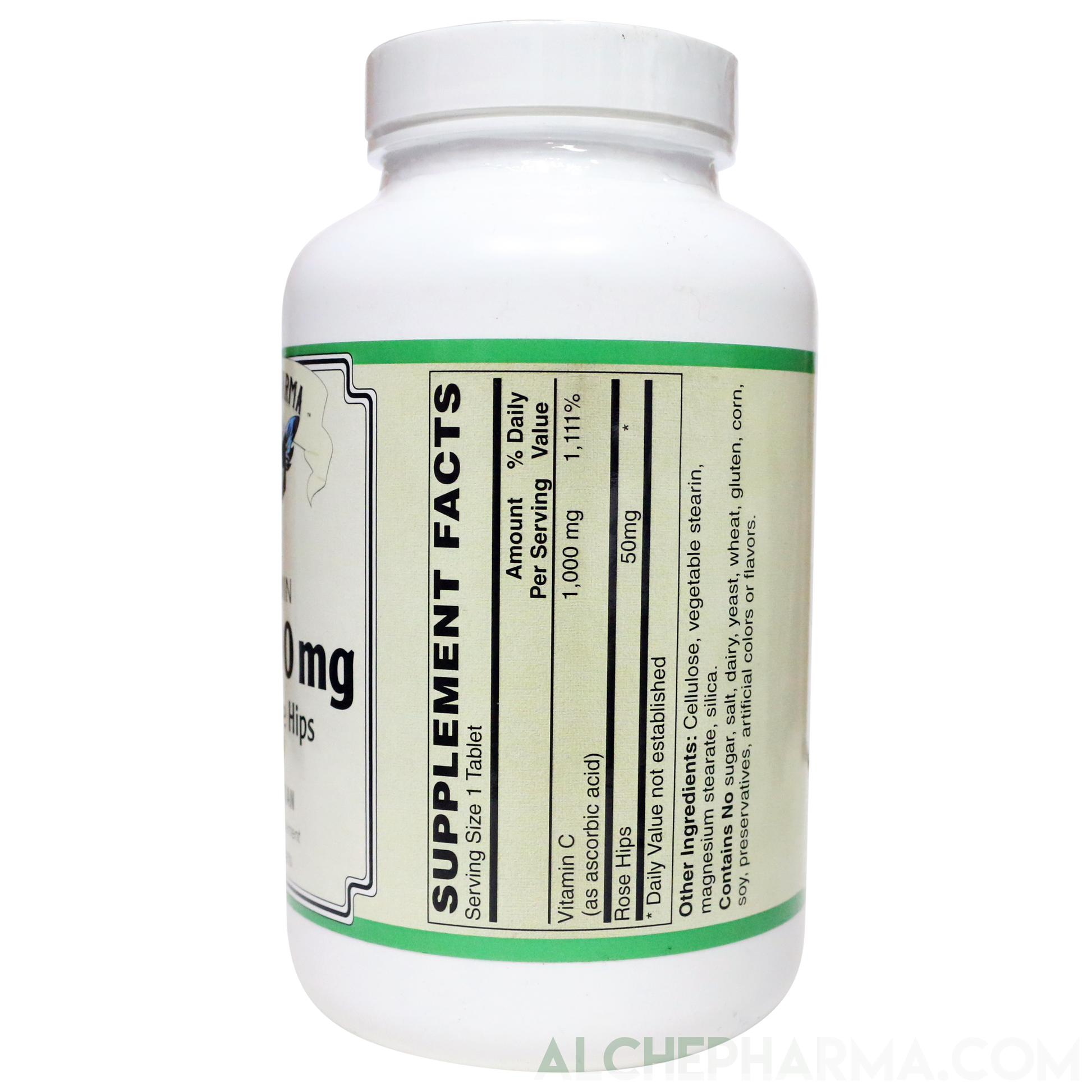 C-1,000mg ( ascorbic acid ) with 50 mg Rose Hips -Soy Corn Gluten Free-Vitamins & Supplements-AlchePharma
