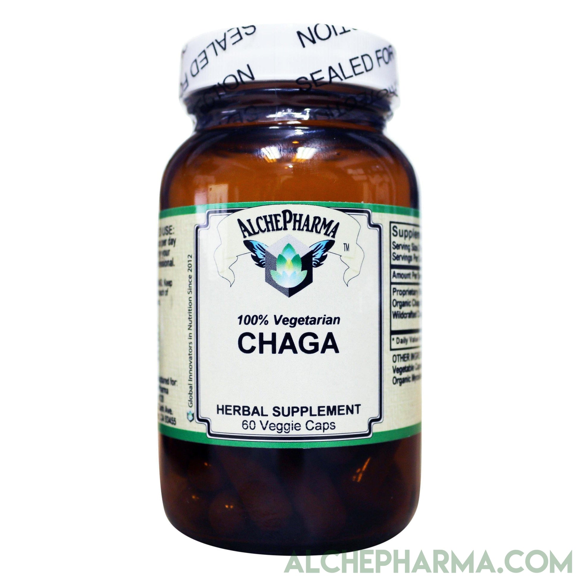 CHAGA Mycelia , Organic and Wild Crafted Mix 500mg per Vcap PARVE-Mushroom-AlchePharma