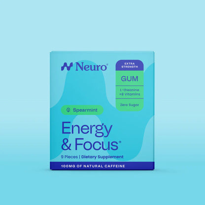 Energy & Focus Gum Spearmint 9 Pieces