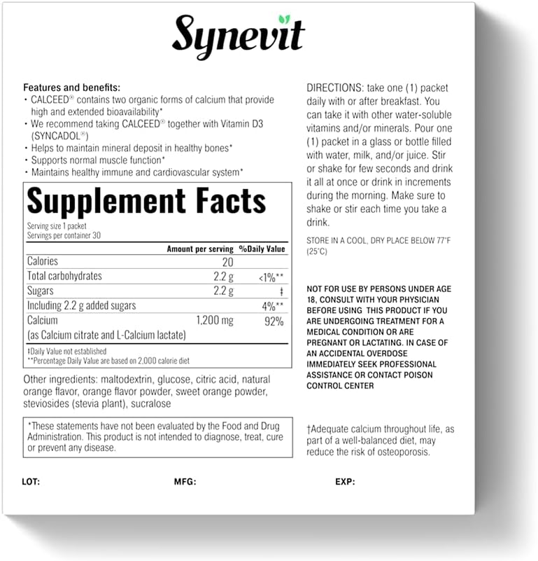 Calceed - 1,200 Mg Calcium Powder Packets (2 Sizes)