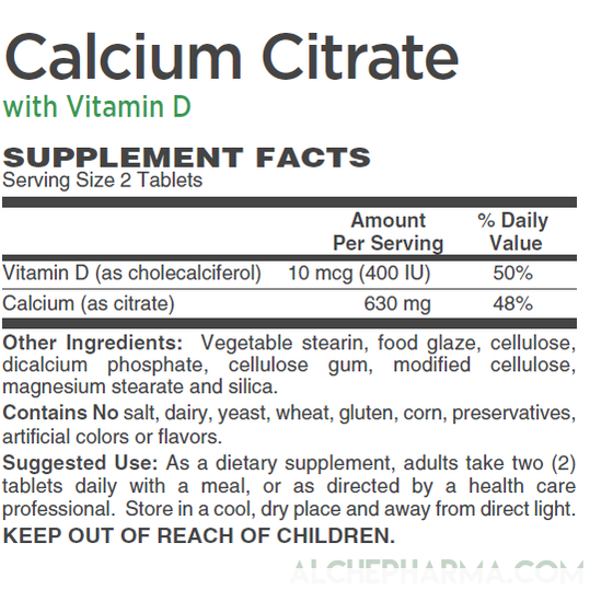 Calcium Citrate with Vitamin D Tablets-Mineral-AlchePharma