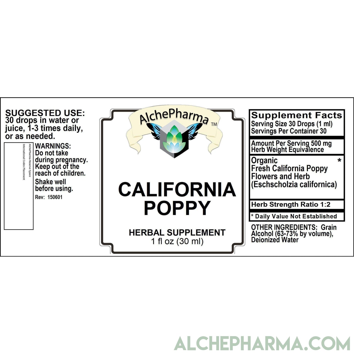 California Poppy Tincture From Organic Flowers ( True Eschscholzia Californica )-Herb-AlchePharma